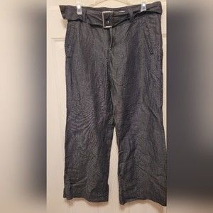 Calvin Klein Linen Cotton Blend Wide Leg Pants Metal Buckle Size 6